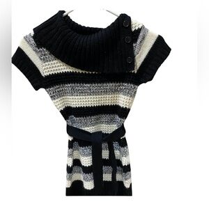 Beautiful and Stylish black, gray, and ivory striped sweater dress size M